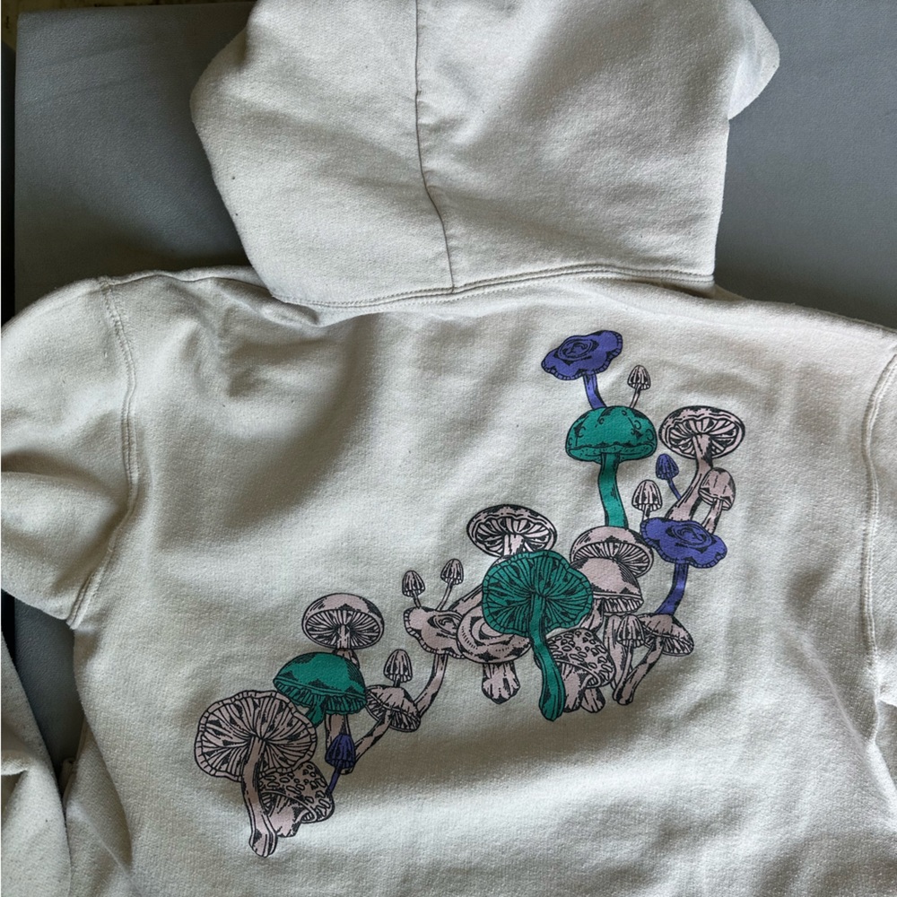 Cream Hoodie with Mushroom Print - Picture 7 of 7